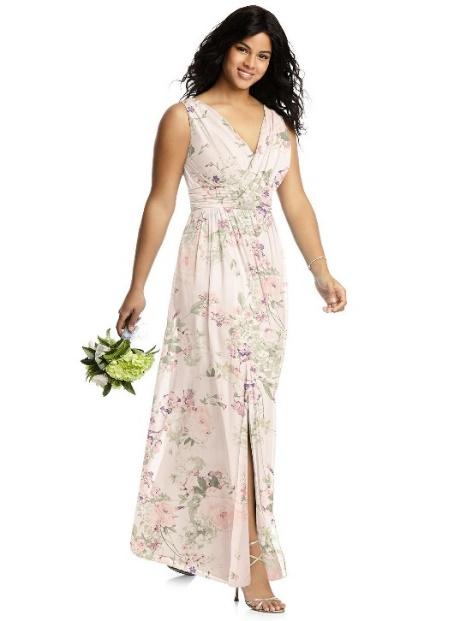 empire waist floral chiffon gown